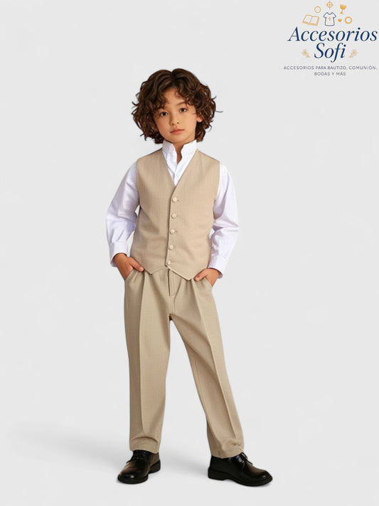 Coordinado de Lino para Niño – Color Arena