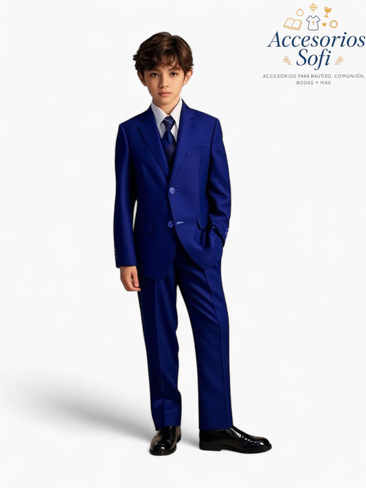 Traje Azul Rey para Niño – 5 Piezas Elegantes