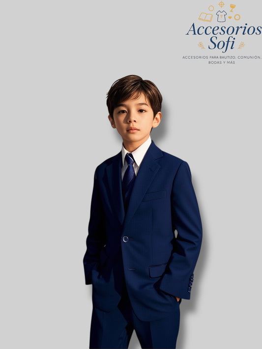 Traje Formal Infantil Color Petróleo – 5 Piezas