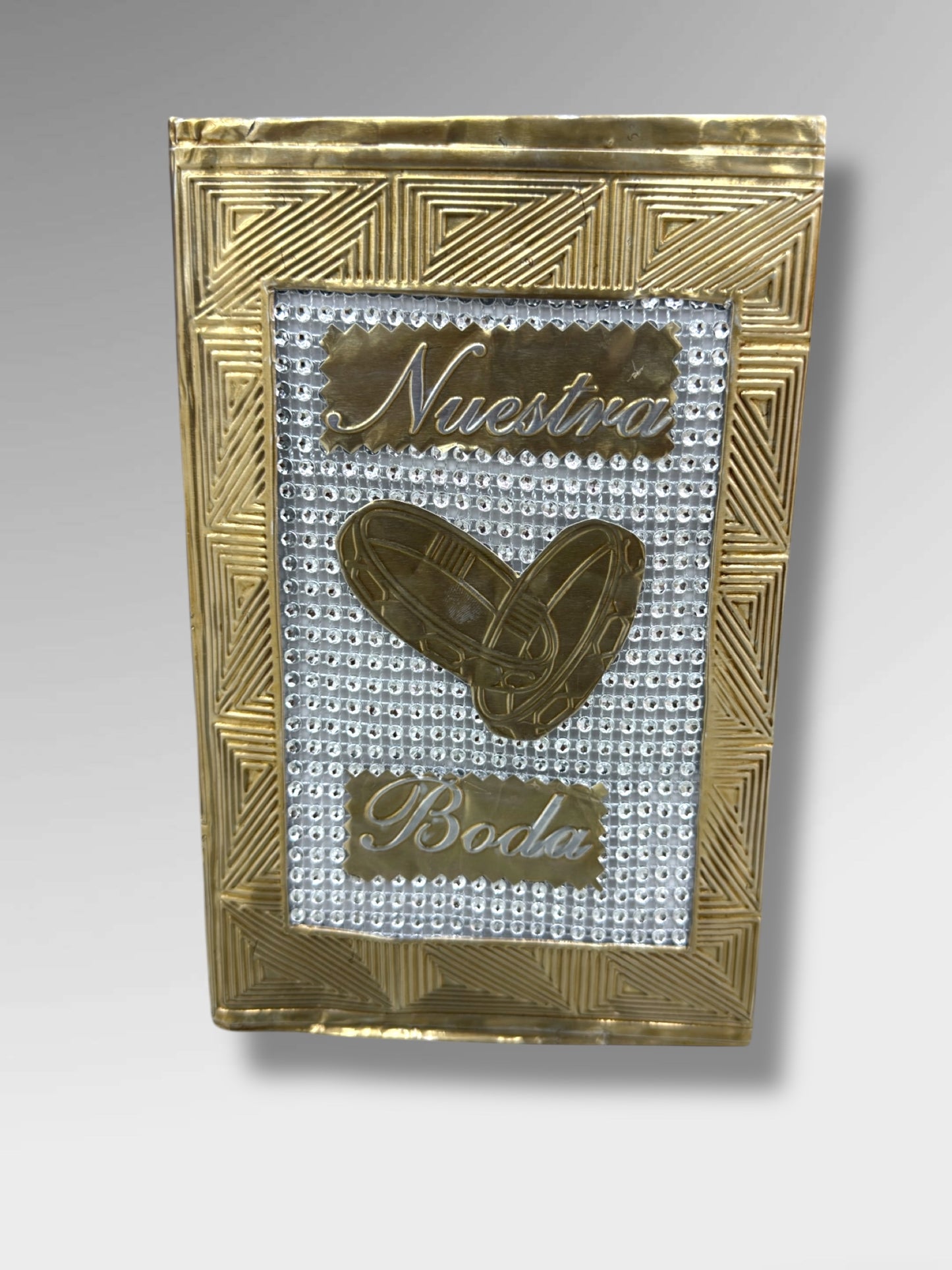 Biblia de boda repujado modelo anillos con estuche de madera